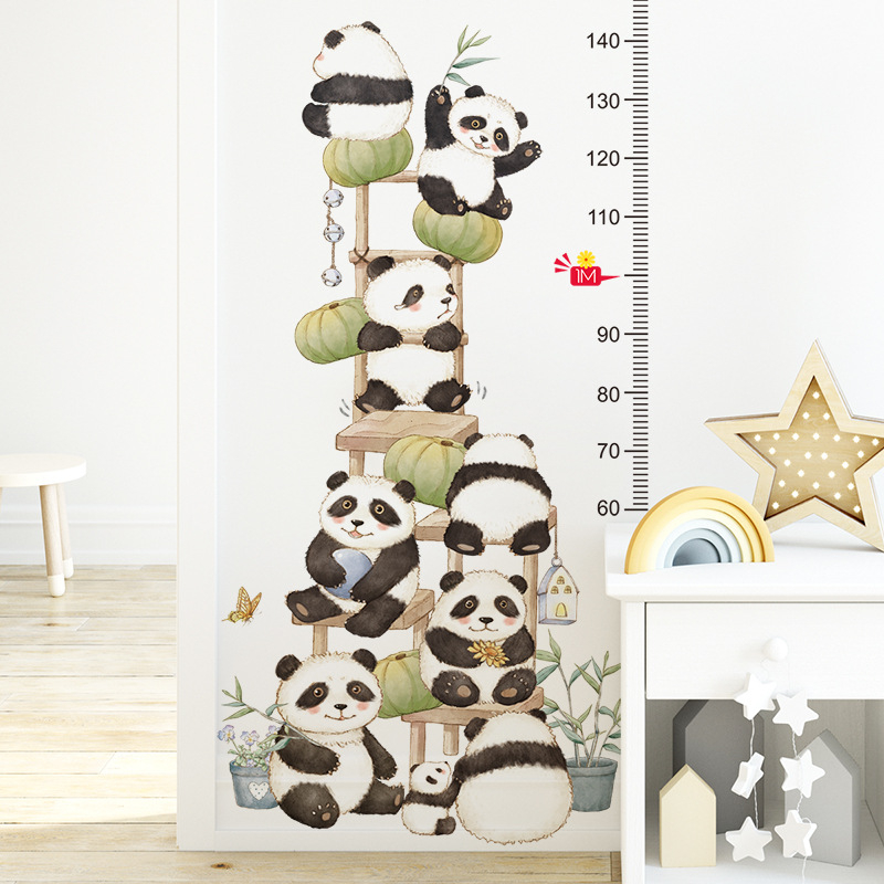 Metru Sticker Autocolant pentru Masurare Inaltime Copii, Ursi Panda, 120x75 cm [2]