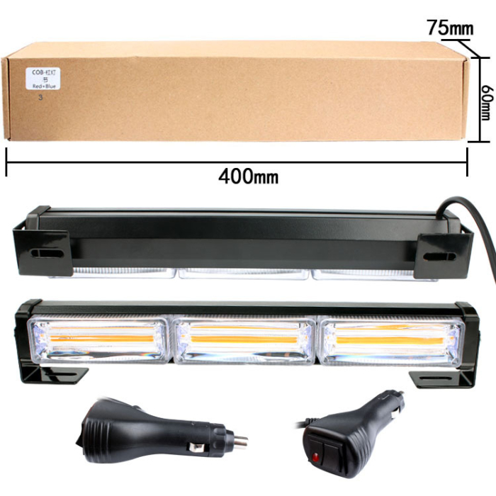 Rampa de Avertizare Stroboscopica LED, Controler Si Buton On/Off, Lumina Galbena, 12-24V, 28cm [6]