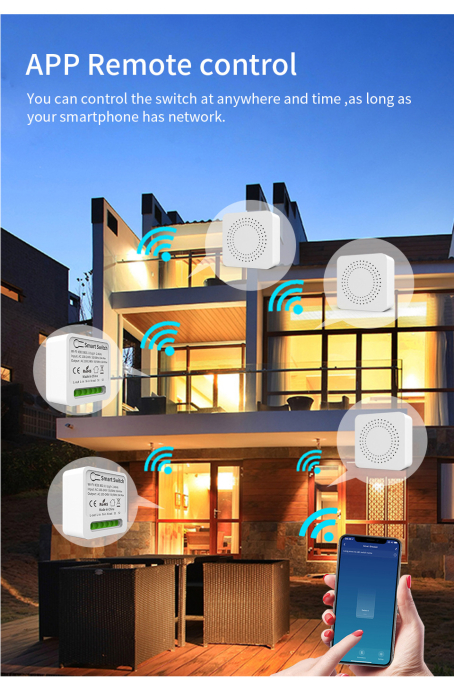 Releu Inteligent Smart, WiFi, 16A, Programabil prin Aplicatie, Wireless, Control Vocal, Compatibil Alexa si Google Assistant, Android/iOS [4]