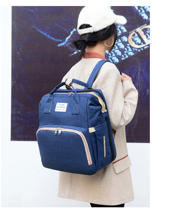 Rucsac Multifunctional pentru Mamici, Bebelusi si Copii, Patut Extensibil, Impermeabil, Prindere Carucior, Albastru [3]