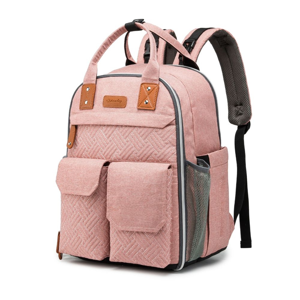 Rucsac pentru Mamici, Bebelusi si Copii, Multifunctional, Impermeabil, Prindere Carucior / Troler, Roz [4]