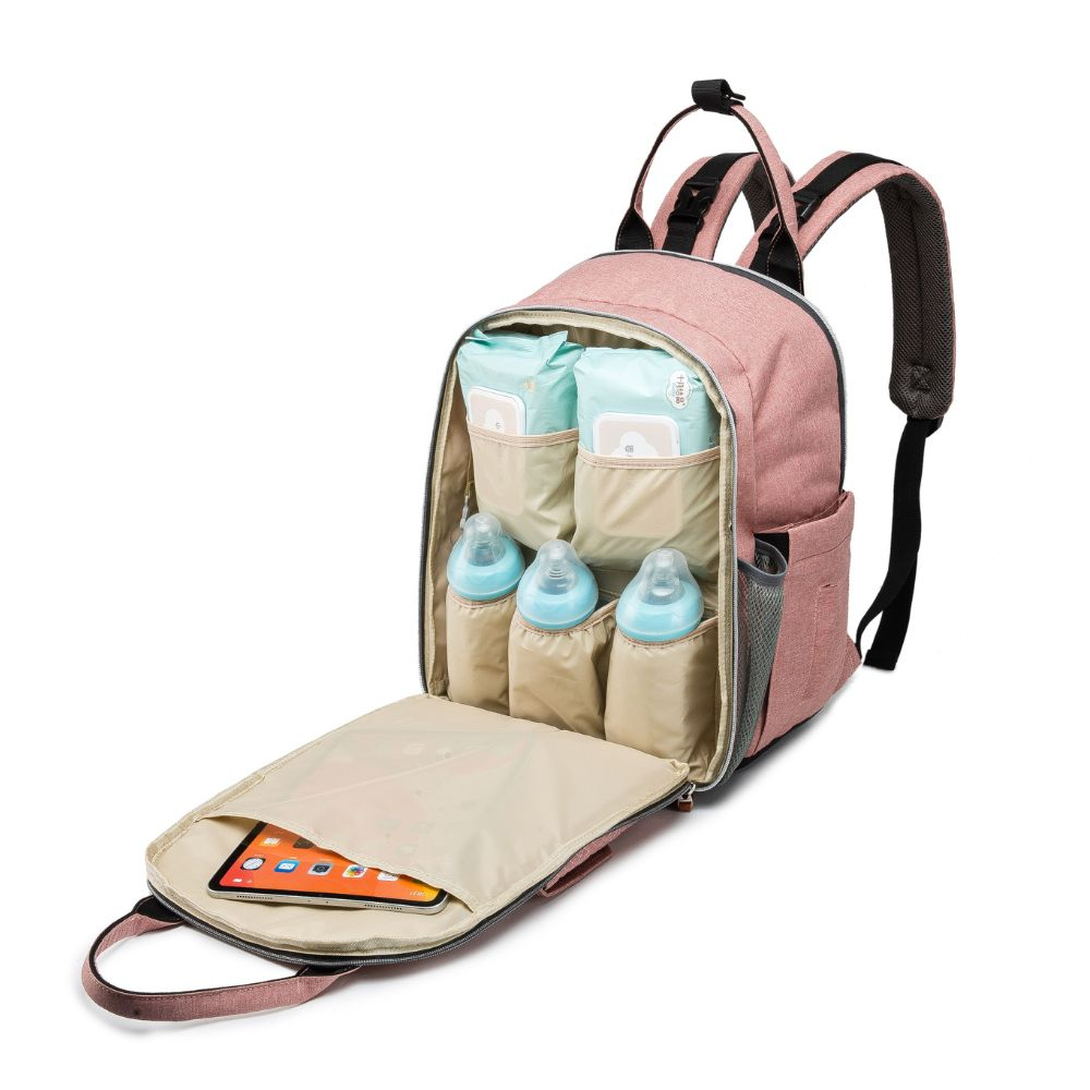 Rucsac pentru Mamici, Bebelusi si Copii, Multifunctional, Impermeabil, Prindere Carucior / Troler, Roz [6]