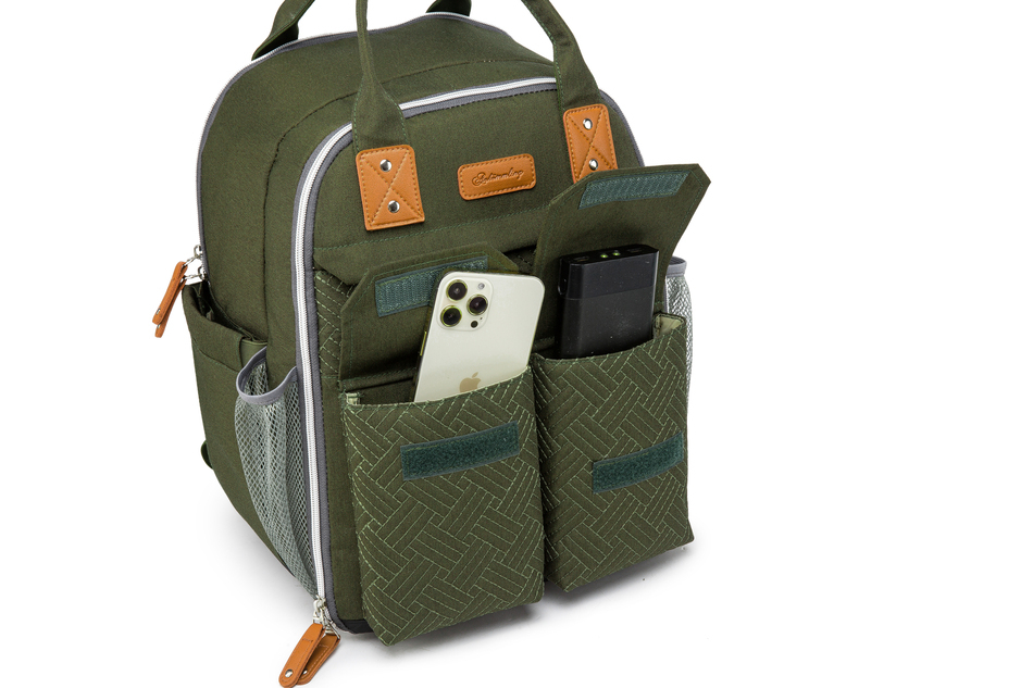 Rucsac pentru Mamici, Bebelusi si Copii, Multifunctional, Impermeabil, Prindere Carucior / Troler, Verde [6]