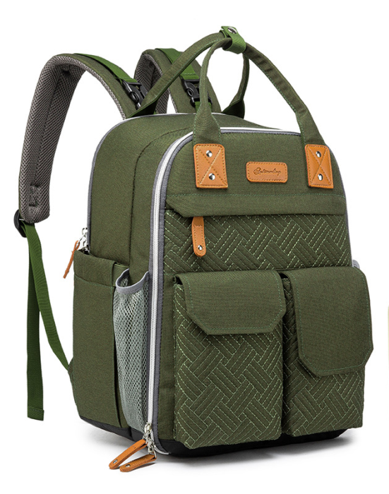 Rucsac pentru Mamici, Bebelusi si Copii, Multifunctional, Impermeabil, Prindere Carucior / Troler, Verde [3]