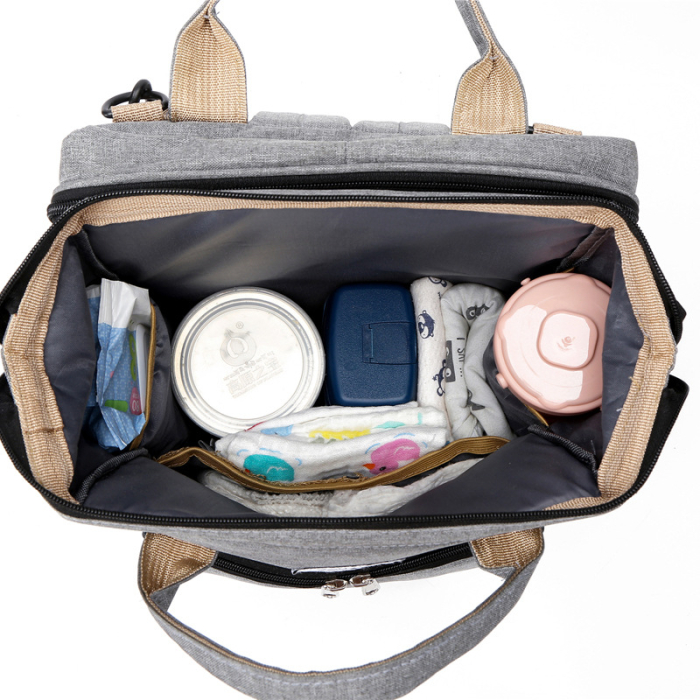 Rucsac pentru Mamici, Bebelusi si Copii, Multifunctional, Patut Extensibil, Impermeabil, Prindere Carucior, Gri [3]