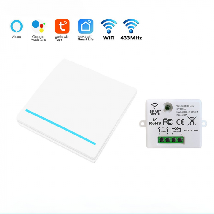 Set Întrerupător Fără Fir cu Revenire + 1 Controller Wireless Inteligent – Control Lumini și Aparate prin Aplicație, Alb [1]