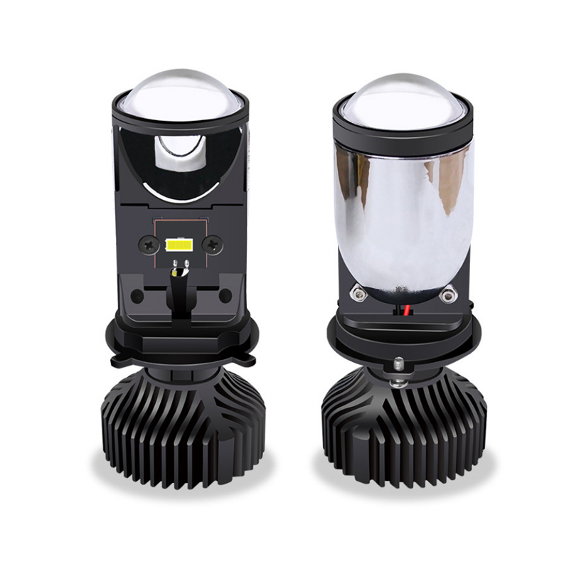 Set 2 Becuri LED cu Lupa H4 Mini Lens, Canbus, 6500LM, 50W [2]