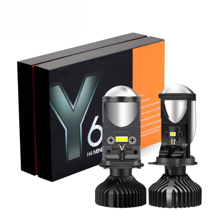 Set 2 Becuri LED cu Lupa H4 Mini Lens, Canbus, 6500LM, 50W [1]