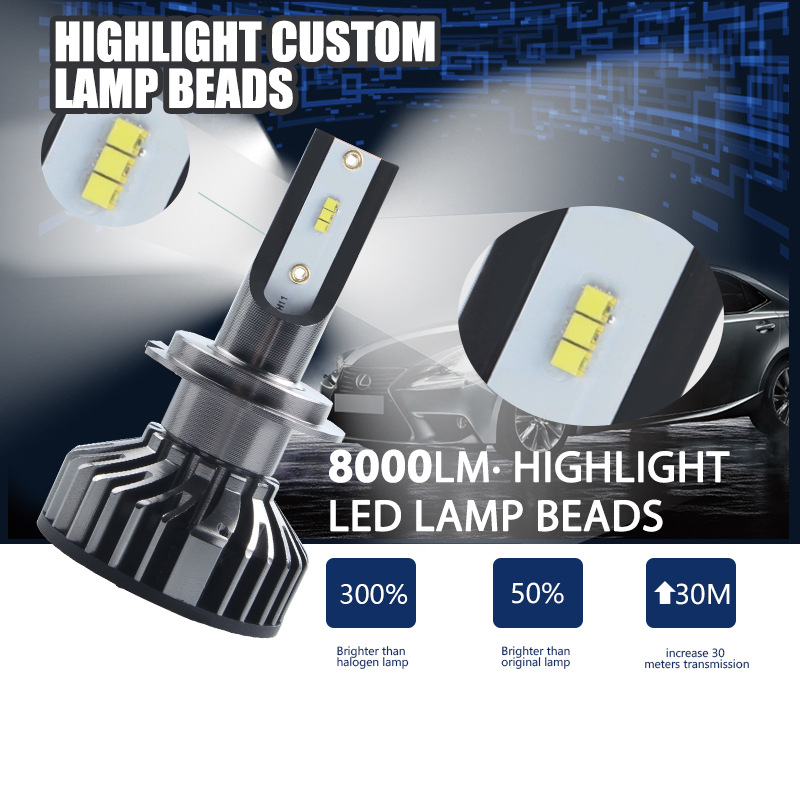 Set 2 Becuri LED H1, Canbus, 6500K, 8000LM, 50W [4]