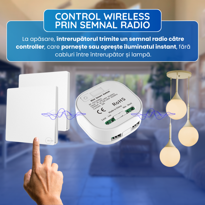Set 2 Întrerupătoare Cinetice + Controller RF433 – Cap-Scară Wireless [4]