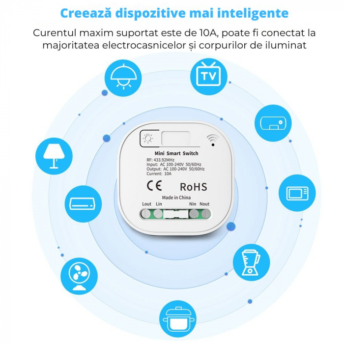 Set 2 Intrerupatoare Duble Cinetice cu Revenire Fara Fir și 2 Controllere Wireless (Unde Radio - RF433) – Control pentru Lumini și Aparate Electronice, Alb [3]