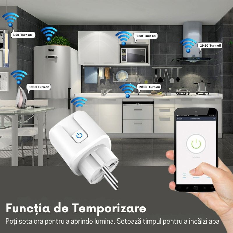Set 2 Prize Inteligente Smart, WiFi, 20A, Monitorizare Consum, Programabile, Wireless, Control Vocal, Compatibile Alexa si Google Assistant, Android/iOS, Alb [6]