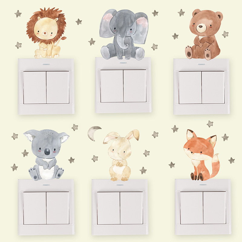 Set 6 Stickere Autocolante Decorative cu Animale pentru Intrerupator sau Priza, 8x7 cm/buc [4]