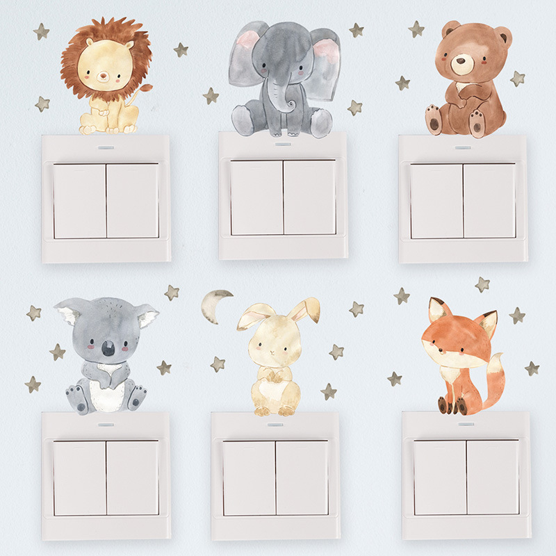 Set 6 Stickere Autocolante Decorative cu Animale pentru Intrerupator sau Priza, 8x7 cm/buc [1]