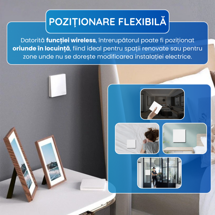 Set Întrerupător Cinetic Fără Fir cu Revenire + 1 Controller RF433+WiFi, Fara Baterii [6]