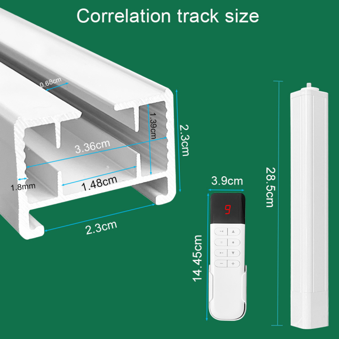 Sistem Sina Inteligenta Perdea, Kit Complet 2.14m - 8.14m, Motor WiFi Tuya / Smart Life, Control Vocal Alexa si Google Home, Telecomanda Inclusa, Alb [2]