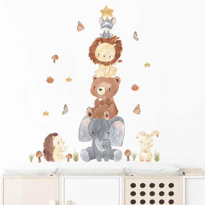Sticker Autocolant Copii, Animale (Arici, Iepuras, Elefant, Urs, Leu, Soricel), 69x83 cm, Aida HER® [5]