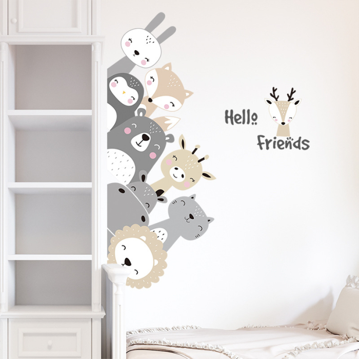 Sticker Autocolant Copii, Animale Zambitoare, Hello Friends, 58x79 cm, Aida HER® [2]