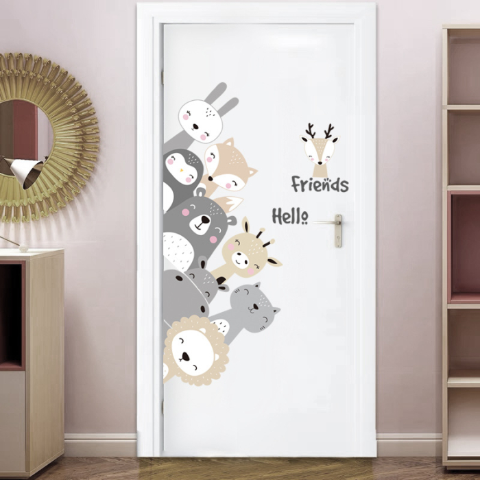 Sticker Autocolant Copii, Animale Zambitoare, Hello Friends, 58x79 cm, Aida HER® [4]