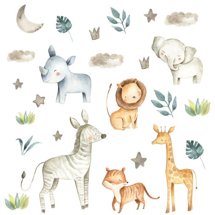 Sticker Autocolant Perete Copii, Animale Prietenoase, 120x120 cm [1]