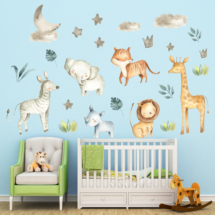 Sticker Autocolant Perete Copii, Animale Prietenoase, 120x120 cm [2]