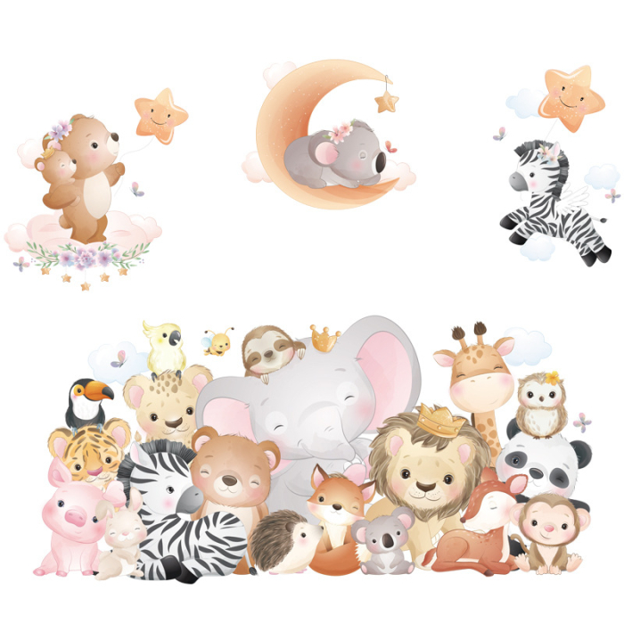 Sticker Autocolant Perete Copii, Animalele Junglei, 60x90 cm [1]
