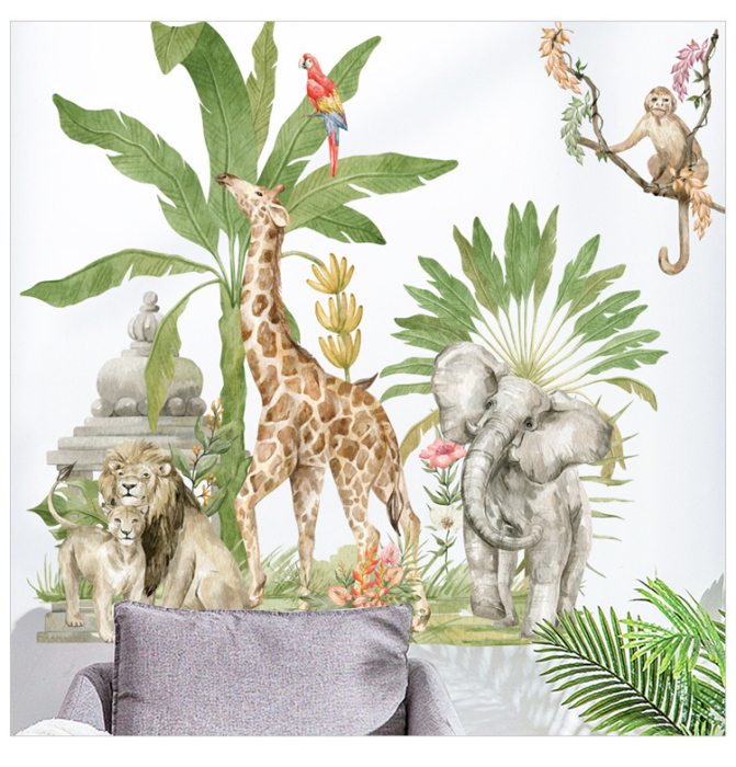 Sticker Autocolant Perete Copii, Animalele Junglei, Safari, 60x90 cm [5]