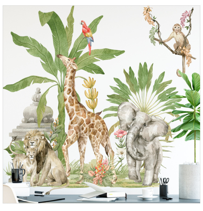 Sticker Autocolant Perete Copii, Animalele Junglei, Safari, 60x90 cm [4]