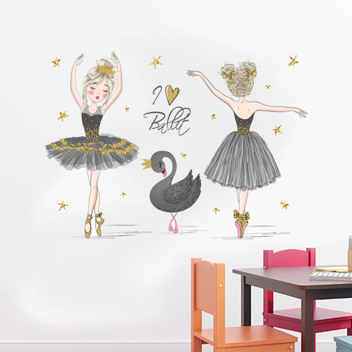 Sticker Autocolant Perete Copii, Balerine si Lebada Neagra, 80x120 cm, Aida HER® [4]