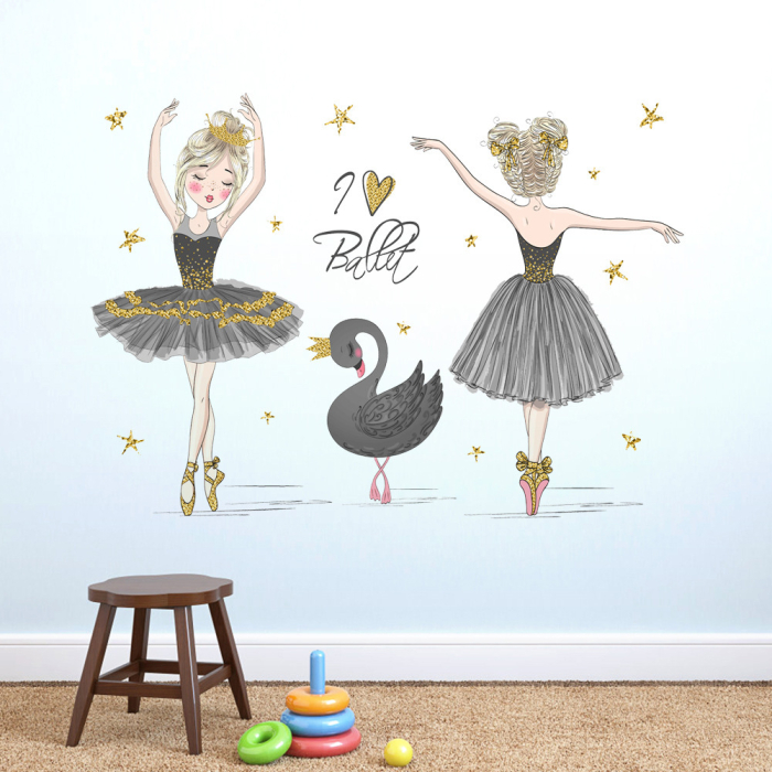 Sticker Autocolant Perete Copii, Balerine si Lebada Neagra, 80x120 cm, Aida HER® [5]
