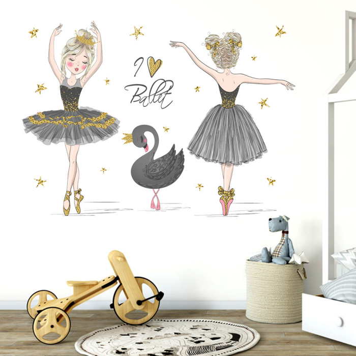 Sticker Autocolant Perete Copii, Balerine si Lebada Neagra, 80x120 cm, Aida HER® [3]
