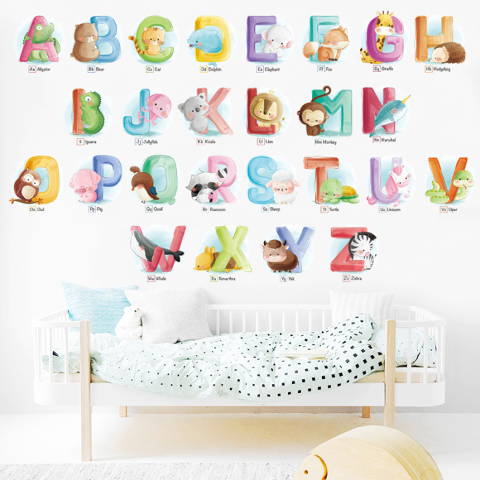 Sticker Autocolant Perete Copii, Litere, Alfabet cu Animale, 60x90 cm, Aida HER® [4]
