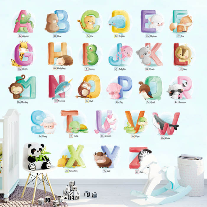 Sticker Autocolant Perete Copii, Litere, Alfabet cu Animale, 60x90 cm, Aida HER® [3]