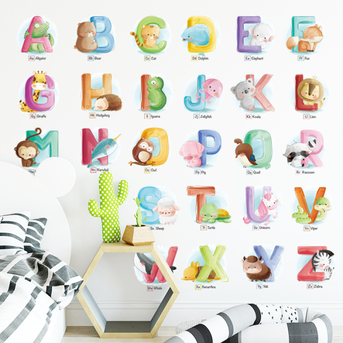 Sticker Autocolant Perete Copii, Litere, Alfabet cu Animale, 60x90 cm, Aida HER® [2]