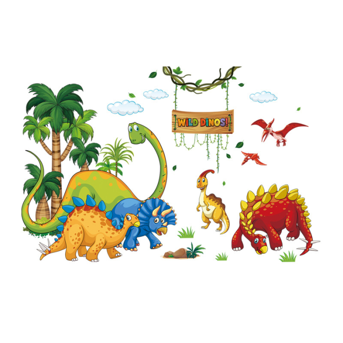 Sticker Autocolant Perete Copii, Lumea Dinozaurilor, 75x105 cm, Aida HER® [1]