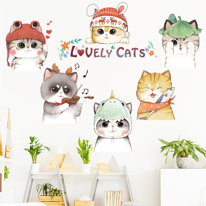 Sticker Autocolant Perete Copii, Pisicute Dragalase, Jucause si Haioase, 65x105 cm, Aida HER® [2]