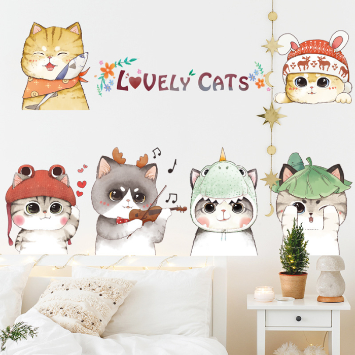 Sticker Autocolant Perete Copii, Pisicute Dragalase, Jucause si Haioase, 65x105 cm, Aida HER® [3]