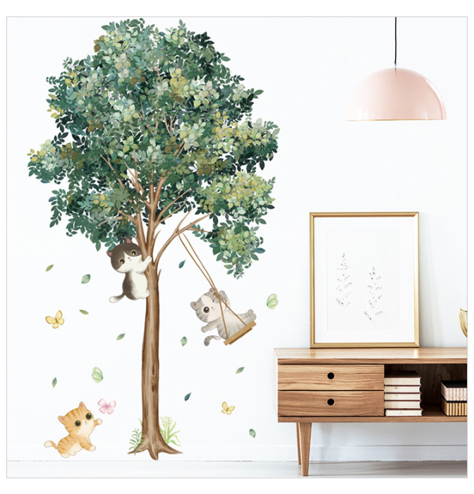 Sticker Autocolant Perete Copii, Pisicute Jucause in Copac, 70x120 cm, Aida HER® [2]