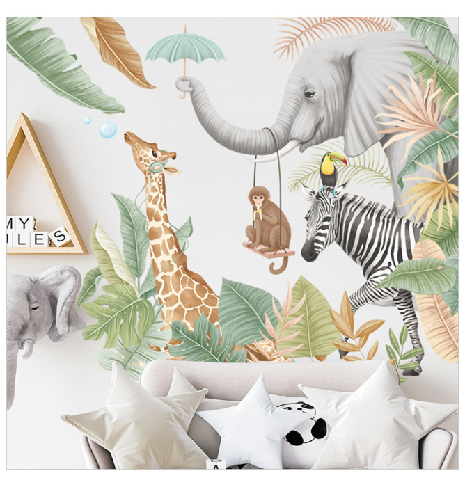 Sticker Autocolant Perete Copii, Safari, Animalele Junglei, 60x90 cm [4]