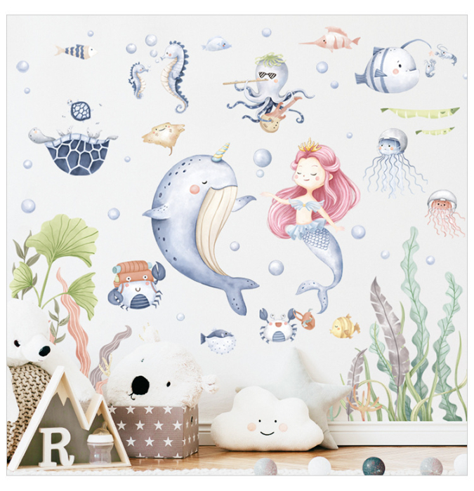 Sticker Autocolant Perete Copii, Sirena si Lumea Subacvatica, 60x90 cm [2]