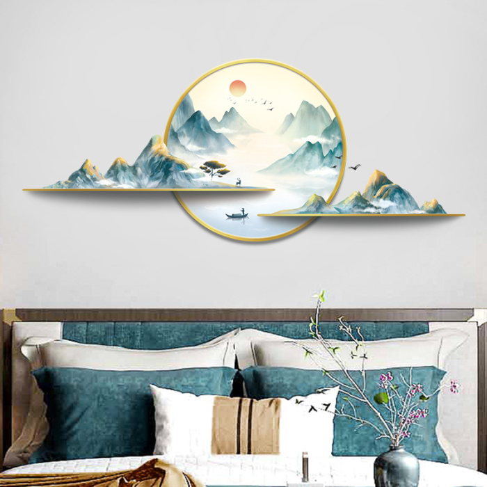 Sticker Autocolant Perete, Peisaj Montan, Lac, Pasari, Munti, 60x135 cm, Aida HER® [4]