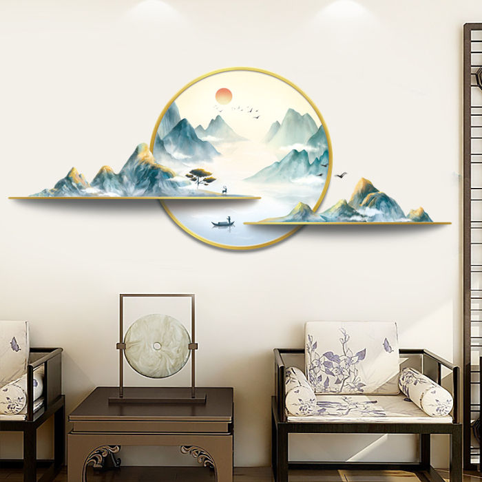 Sticker Autocolant Perete, Peisaj Montan, Lac, Pasari, Munti, 60x135 cm, Aida HER® [3]