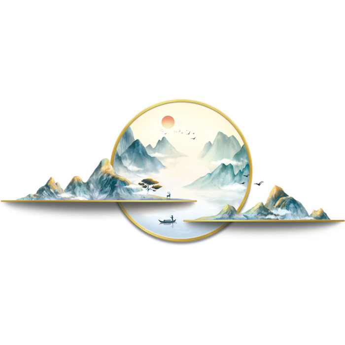 Sticker Autocolant Perete, Peisaj Montan, Lac, Pasari, Munti, 60x135 cm, Aida HER® [1]