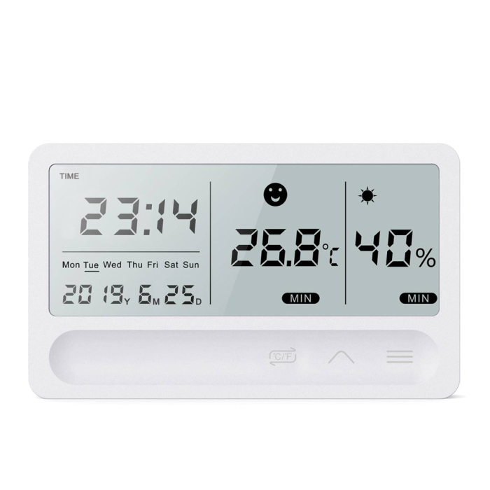 Termometru si Higrometru Digital de Camera, Afisare Ceas si Data, Umiditate, Alarma, Compact, Alb, Statie Meteo Aida HER® [2]