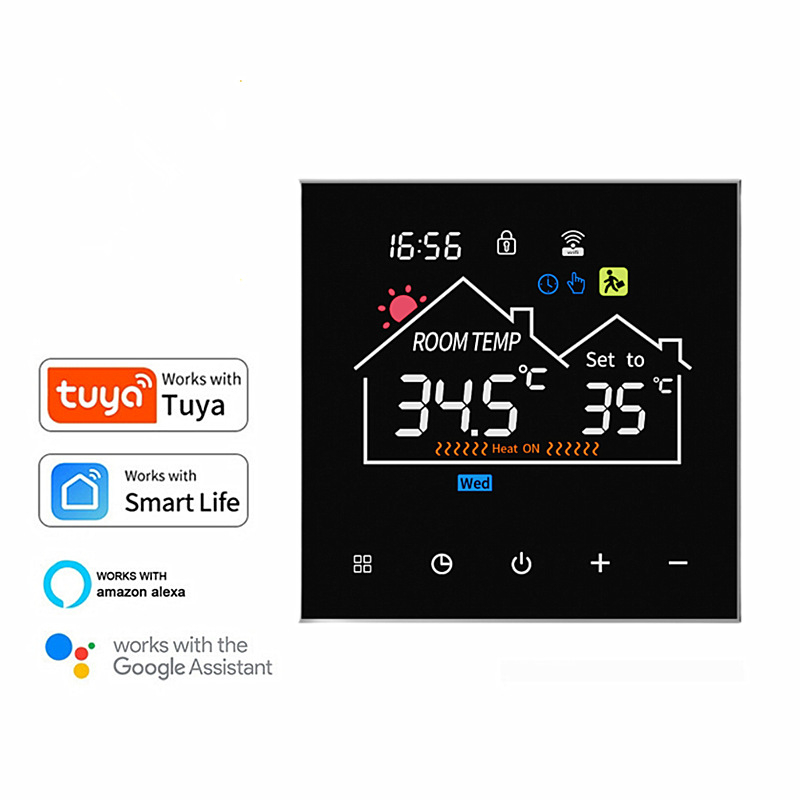 Termostat Inteligent pentru Centrală, Smart WIFI cu Display LCD, Control prin Aplicație Mobilă și Vocal (Alexa, Tuya, SmartLife), Programabil, Prindere în Doza de Perete [1]