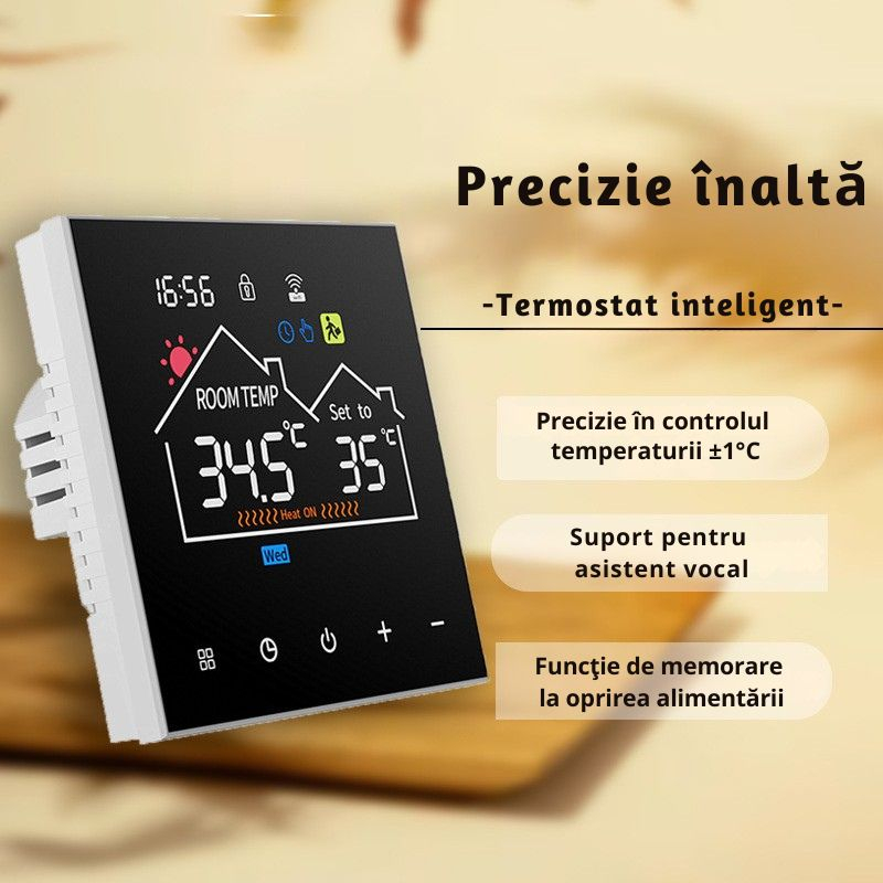 Termostat Inteligent pentru Centrală, Smart WIFI cu Display LCD, Control prin Aplicație Mobilă și Vocal (Alexa, Tuya, SmartLife), Programabil, Prindere în Doza de Perete [5]