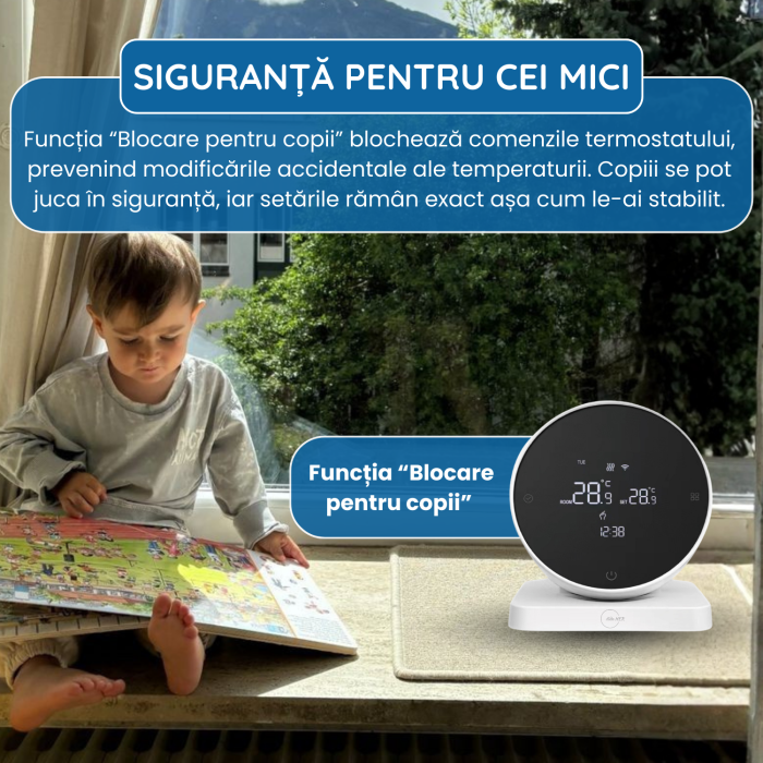 Termostat inteligent WiFi pentru centrală, Wireless, Compatibil Tuya, Google Home & Alexa [4]