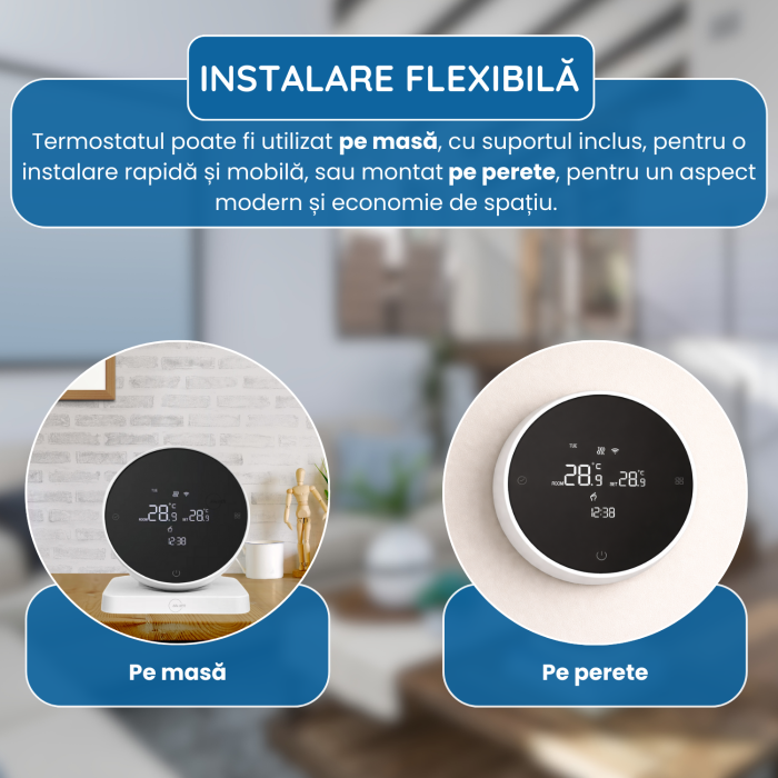 Termostat inteligent WiFi pentru centrală, Wireless, Compatibil Tuya, Google Home & Alexa [6]