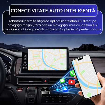 Adaptor Wireless 2-in-1, pentru CarPlay si Android Auto, USB / USB-C, Conectare Fara Cablu, Gri [2]