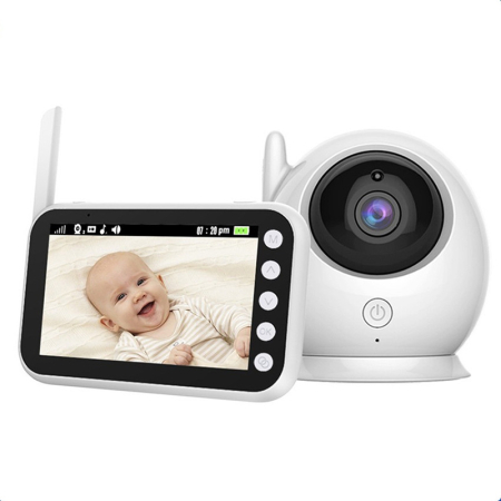Monitorizare bebelusi - Baby Monitor Audio-Video pentru Supraveghere Bebe, Night Vision, Wireless, Rotire 360°, Ecran HD LCD 4.3", Senzor de Temperatura, Cantece de Leagan, Comunicare Bidirectionala, Aida HER®